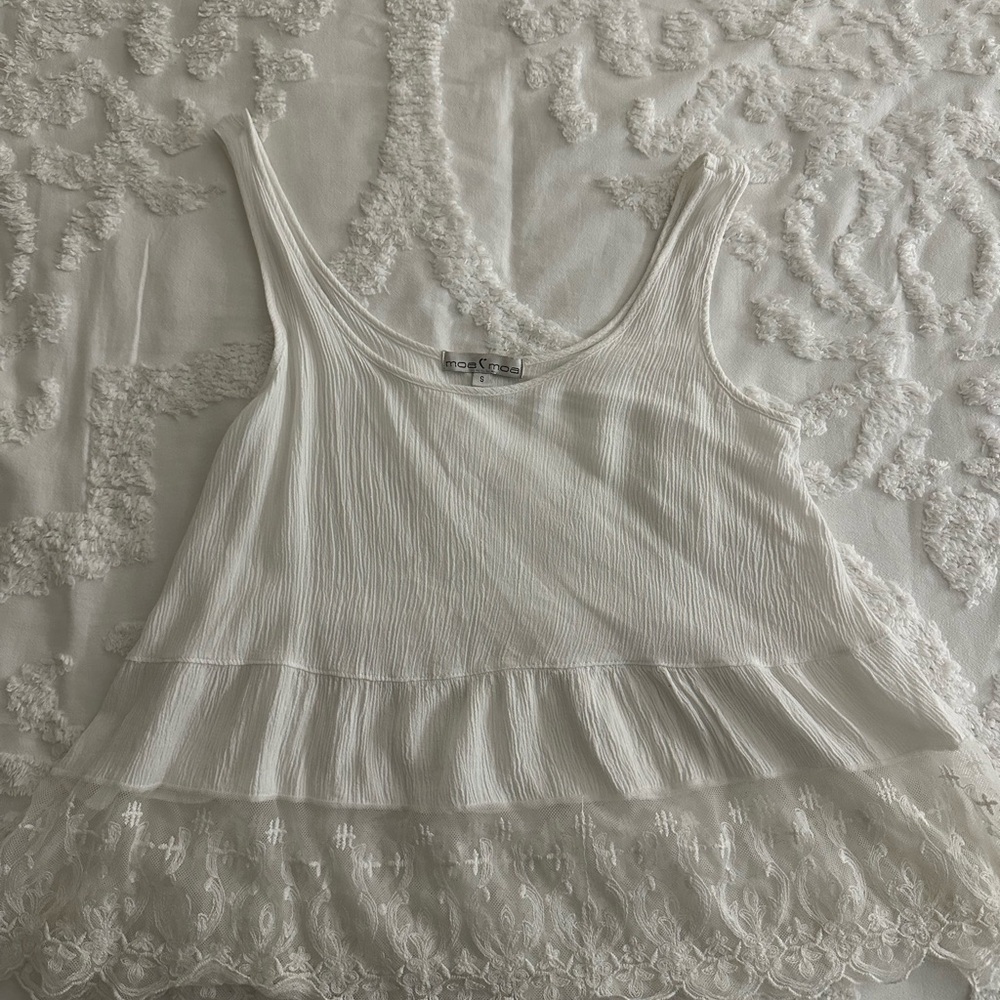 Moa Moa White Lace Hem Camisole